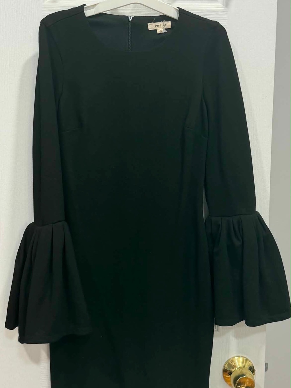 Just Me Black Long Sleeve Dress with Bell Sleeves
